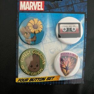 Marvel Four Button Set. Guardians of the Galaxy. New